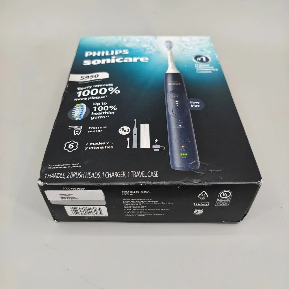 Philips Sonicare 5950 Rechargeable Toothbrush Navy Blue HX7133 Open Box New